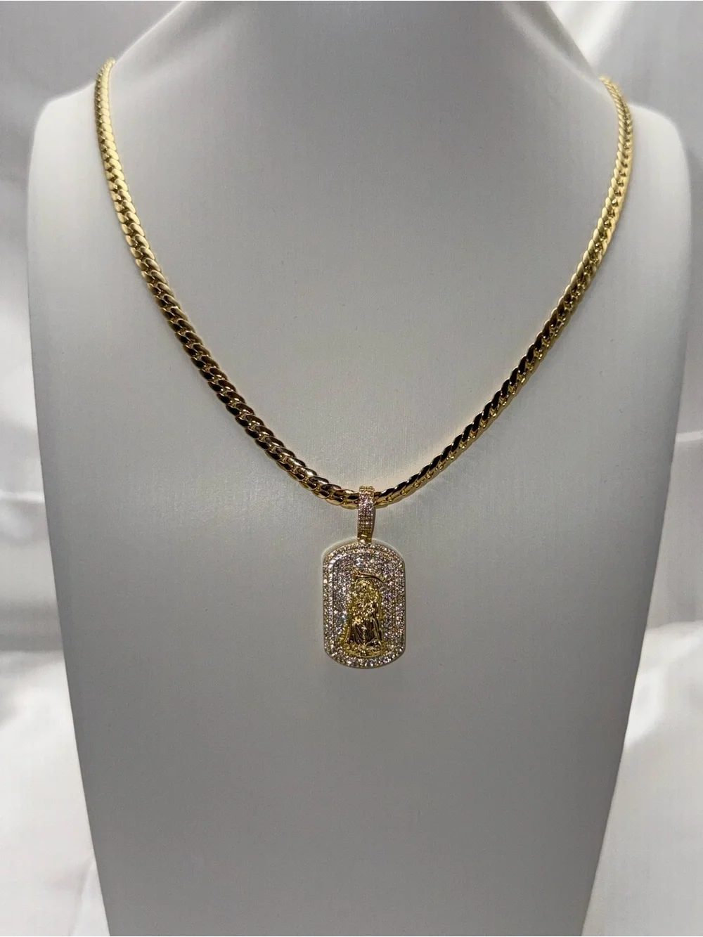 24 Inch 18K Gold Dipped Grim Reaper Snake Cuban Necklace Combo Set AAACZ